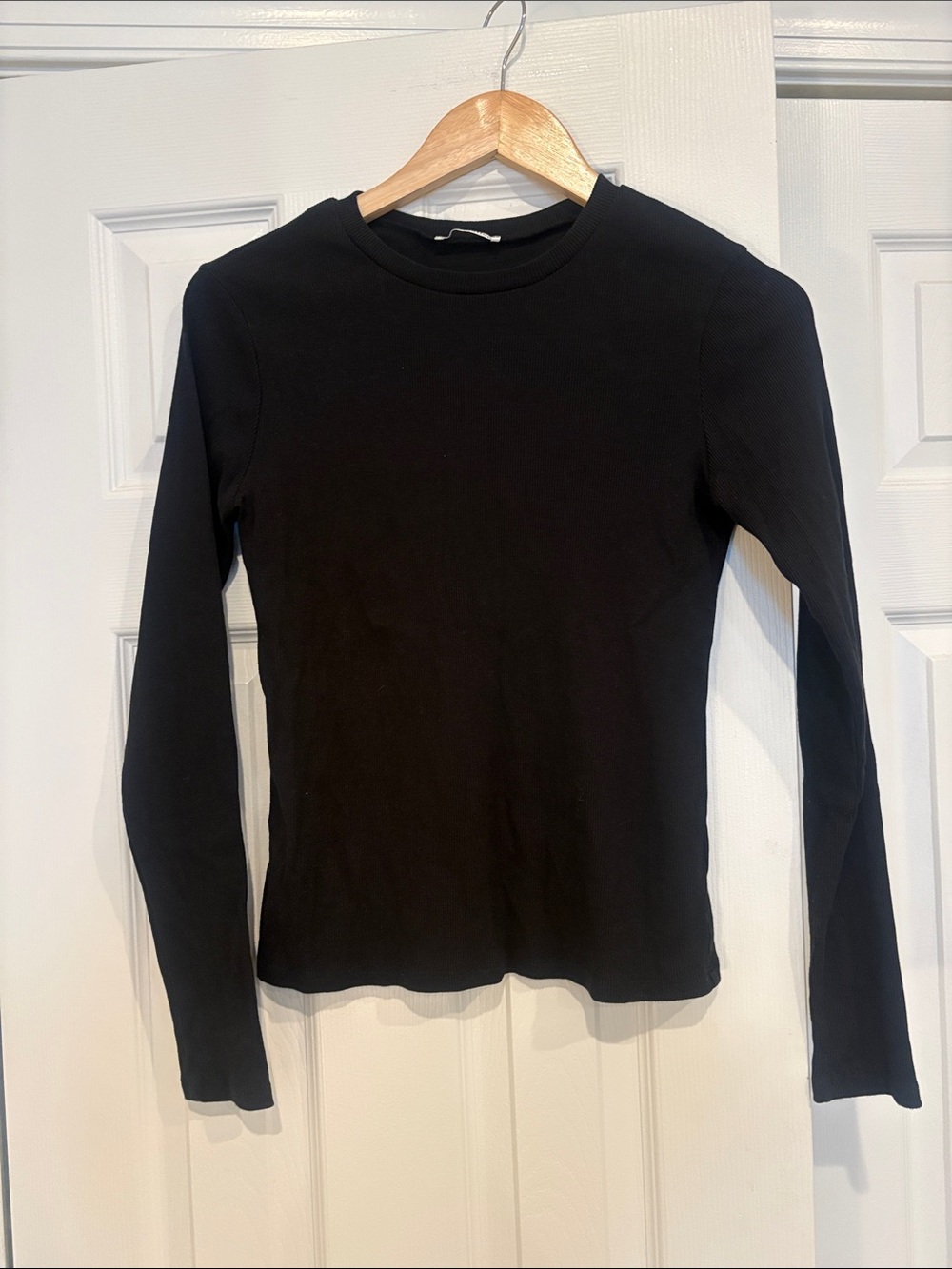 Reformation Classic Black Long Sleeve Crewneck Top